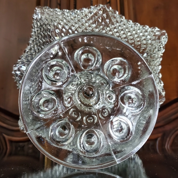 1950s L.E. Smith Diamond Point Ruffle Edged Compote - Picture 10 of 16